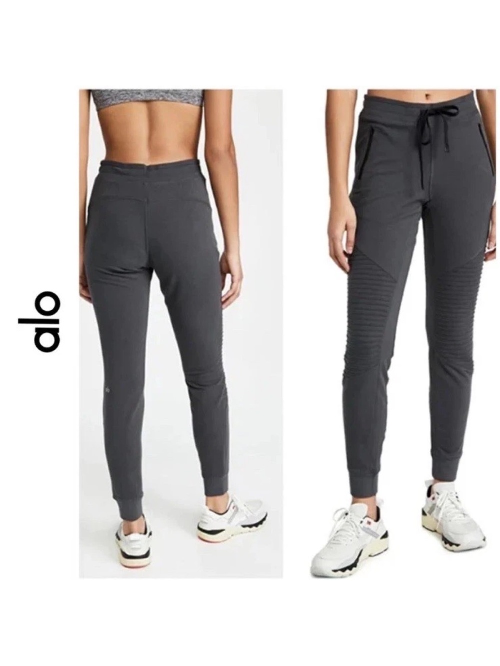 ALO Yoga Urban Moto Sweatpants Joggers Grey Anthracite Large